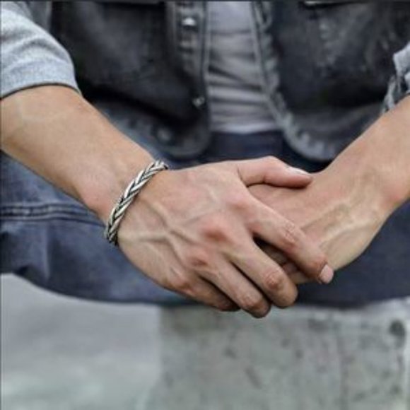 NEW 925 Sterling Silver Mens Modern Twist Bracelet - Picture 4 of 6